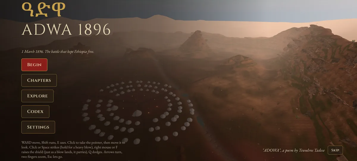 The browser version's main menu