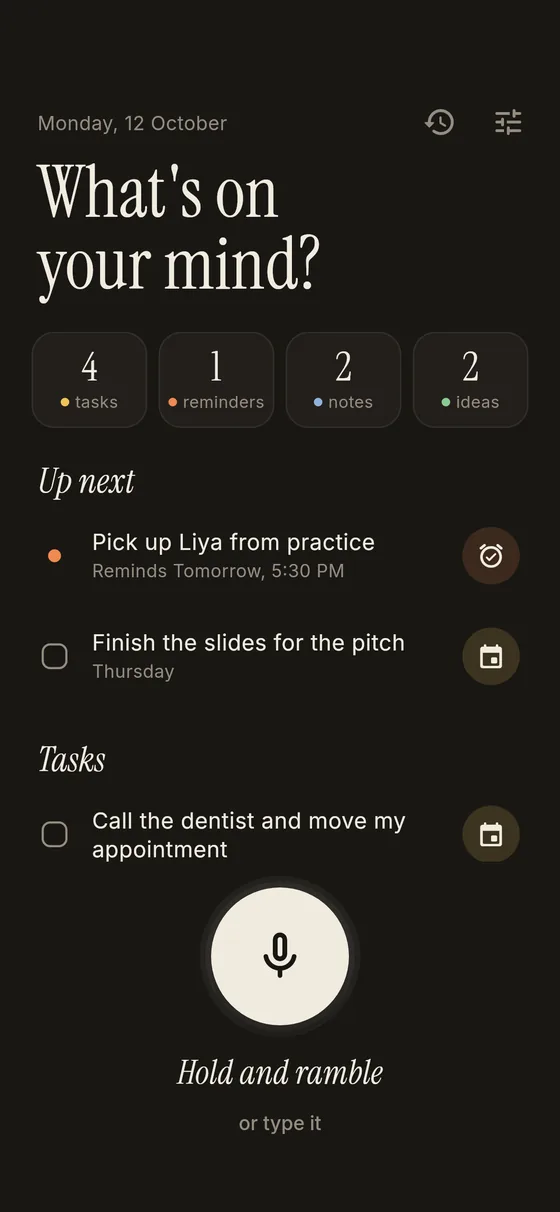 Home in dark mode