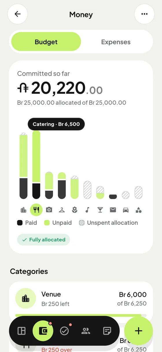 Budget by category