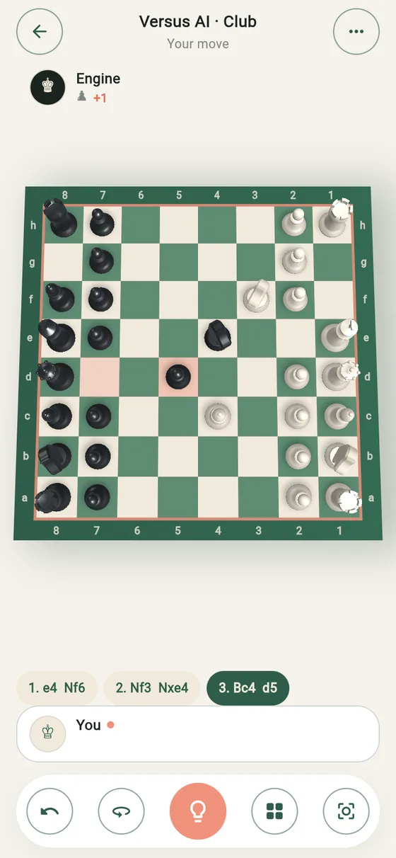 Top-down view with the move list