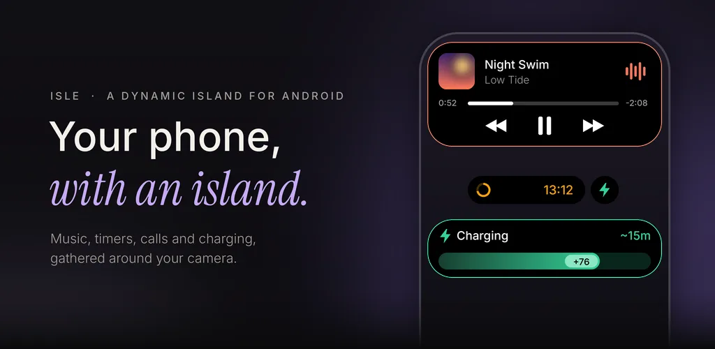 Isle feature graphic: your phone, with an island