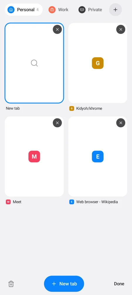 Tabs grouped by space