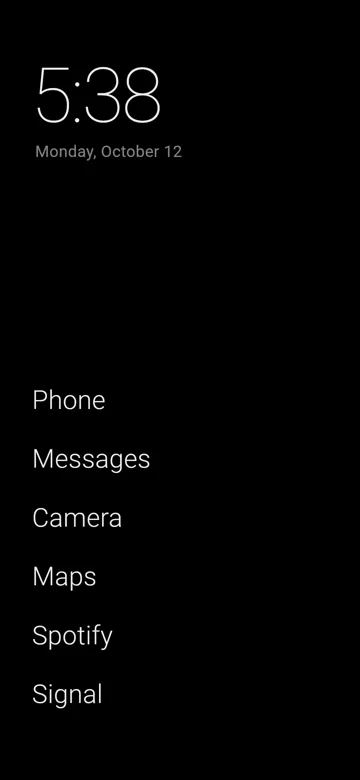 Home, black theme