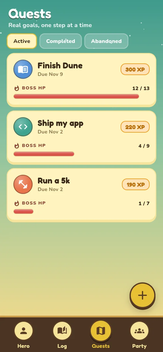Quests with a boss