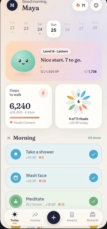 Today: rituals, steps and Lumi