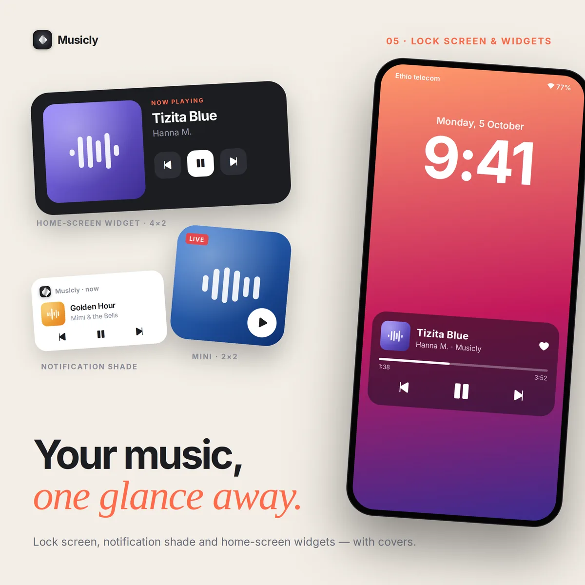 Lock screen, notification and home-screen widgets