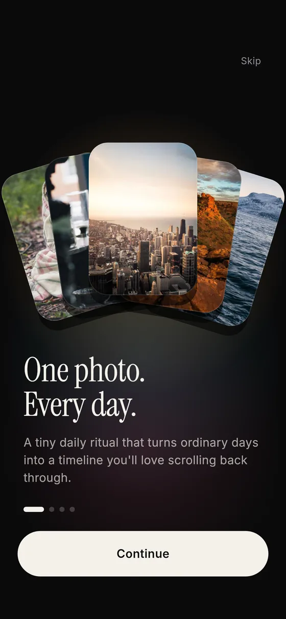 Onboarding: one photo, every day