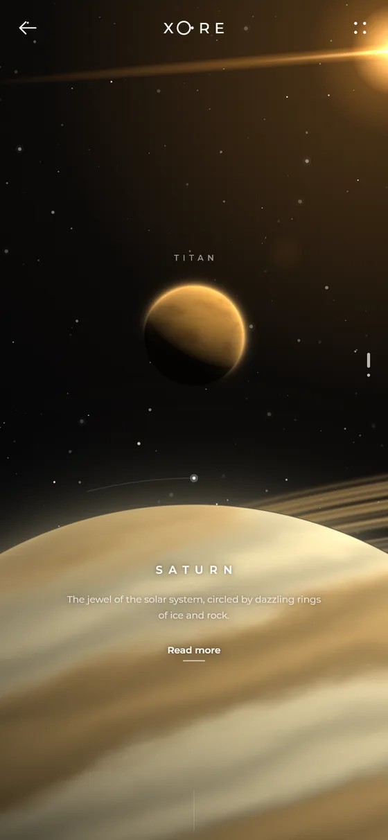 Saturn's horizon, with Titan above