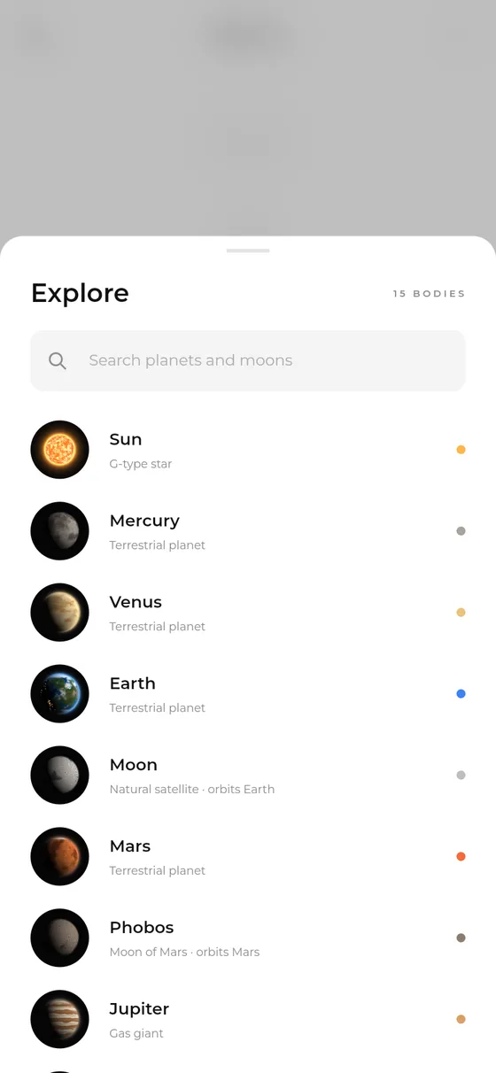 Explore the Sun, planets and moons