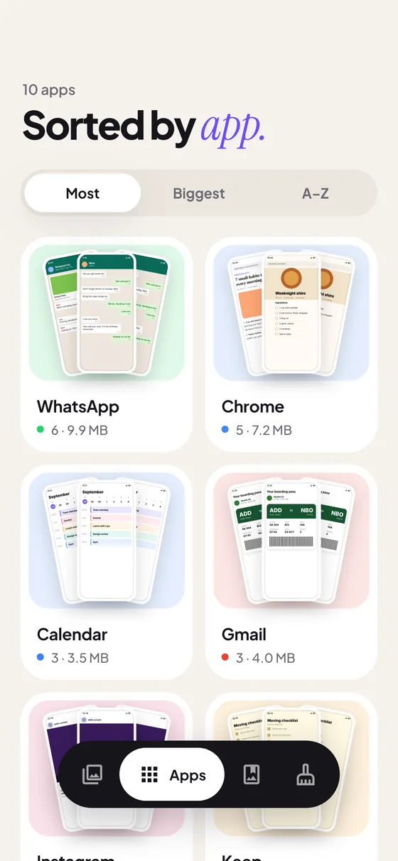 Sorted by app
