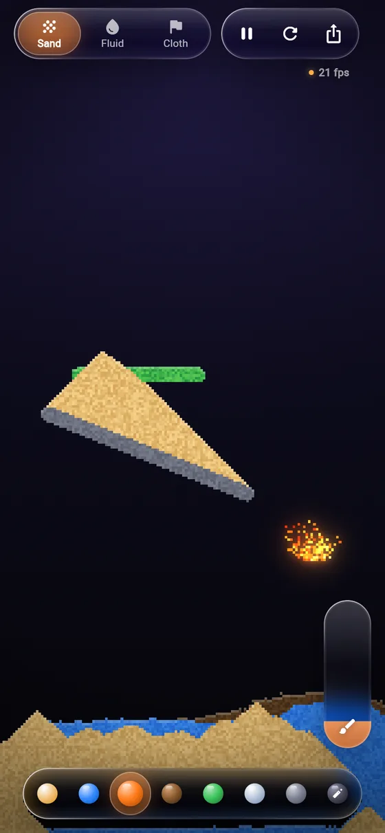 Sand, water and fire